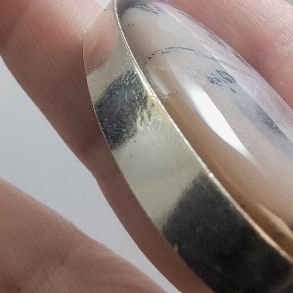 Necklace Pendant Dendritic Agate Handmade Jewelry in Sterling Silver Oval Design - Picture 10 of 10